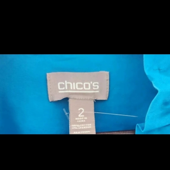COPY - Chicos Blue Ruffled Open Cardigan 3/4 Sleeves Cotton Women Size 2 Large - Picture 6 of 6